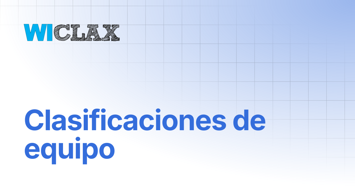 Clasificaciones de equipo | documentation